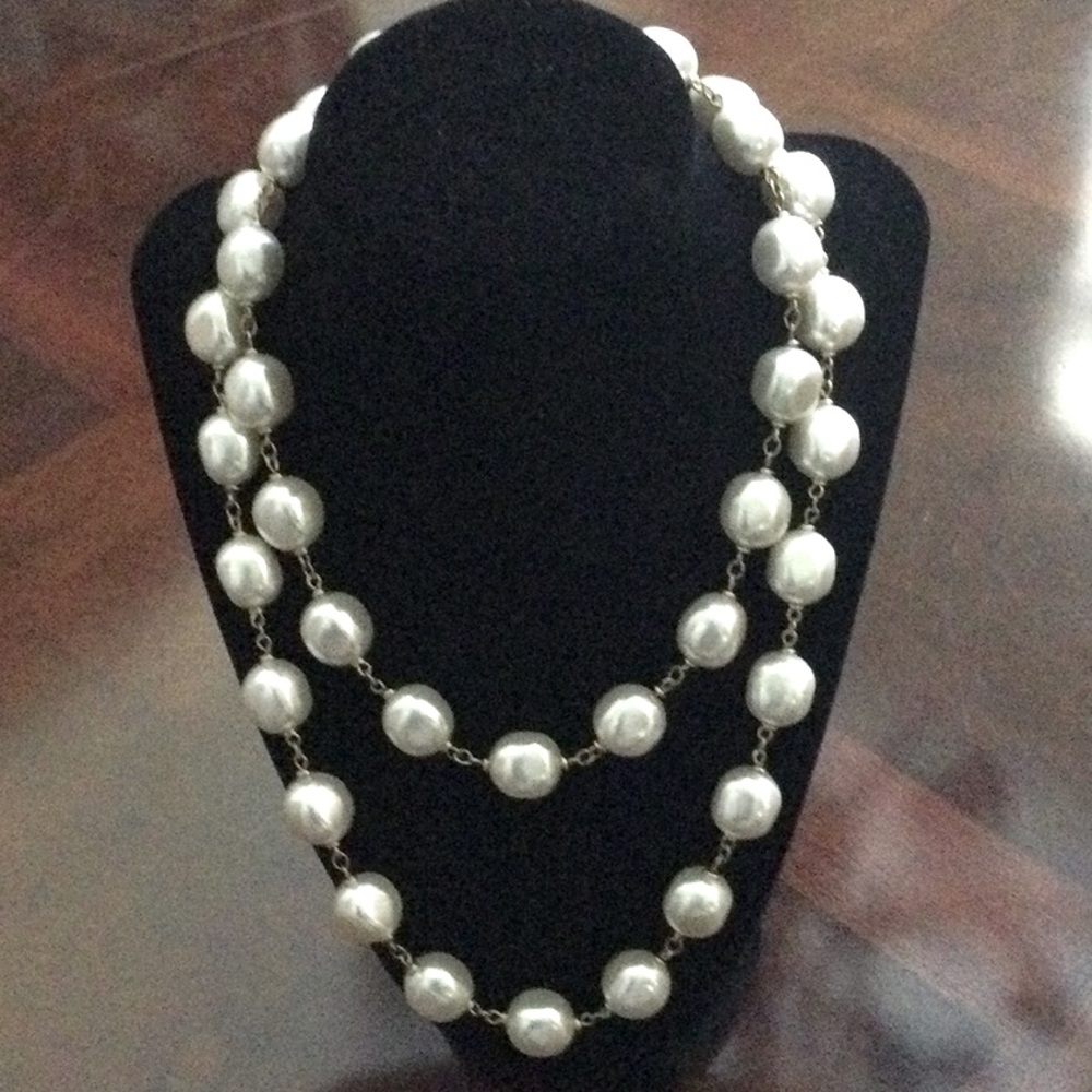 36” long slightly off white Pearl necklace
